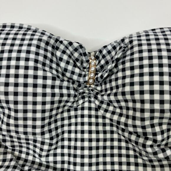 Allen B by Allen Schwartz | Black Gingham Strapless Swimsuit One Piece Womens 8 - Picture 3 of 6